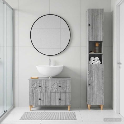vidaXL 2 Piece Bathroom Cabinet Set ALKMAAR Grey Sonoma (1/5)