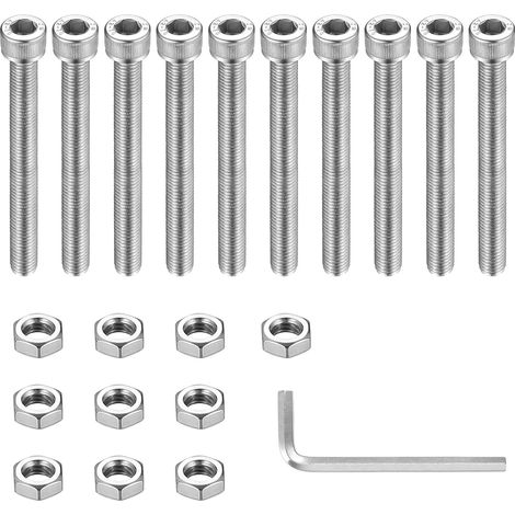 10 Vis Écrous Inox M8x80mm, Vis Six Pans Creux (1/5)