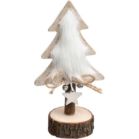Dekoration Tanne Pelz Holz - Weiß