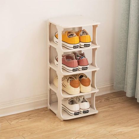 Étagère à Chaussures Organisateur de Porte-Chaussures à 4 Niveaux Plastique étagère à Chaussures Cubes de Rangement Modulaires pour Economiser de l'espace, Boîtes de Rangement (1/5)