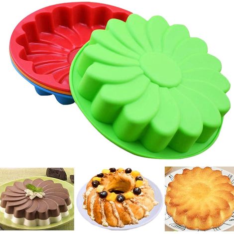 3PCS Moule à Gâteau en Silicone Fleur Moule à Gâteau en Silicone Rond, Moule à Pour Anniversaire, Saint-Valentin, Fête des Mères, Mariages, Réunions d'Amis, Couleur Aléatoire (1/5)