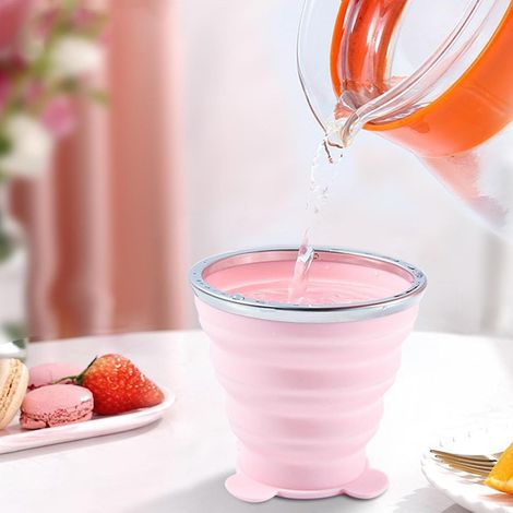 Faltbarer Silikon-Reisebecher 270 ml mit Tragegurt (270 ml) (1/5)