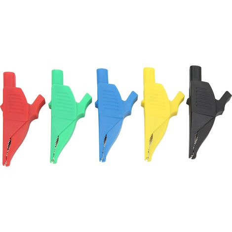 Lot de 5 pinces de test électriques légères sûres 5 couleurs isolées pour multimètre avec prise banane 4mm pour auto (1/5)
