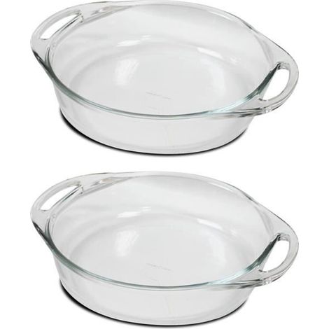 Lot 2 plat à four avec anse,moule de cuisson,capacité 2.4 L - Longueur 32.2 x Profondeur 26.3 x Hauteur 5.8 cm -JUANIO (1/3)