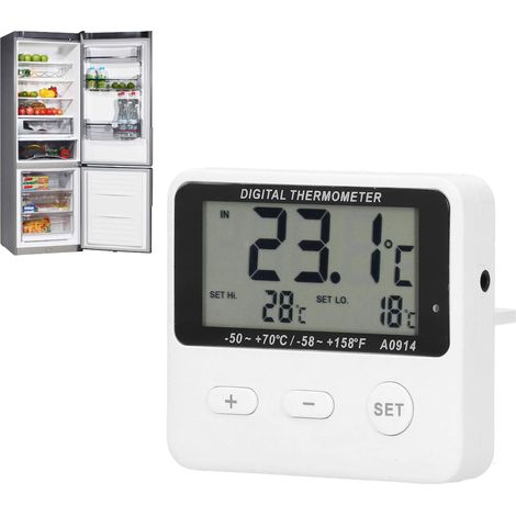 Thermometre alarme, -50 ℃ -110 ℃ Thermomètre d'alarme Numérique Attraction Magnétique Thermomètre aquarium avec Mesure Température Sonde pour Cuisine Réfrigérateur Aquarium (1/5)