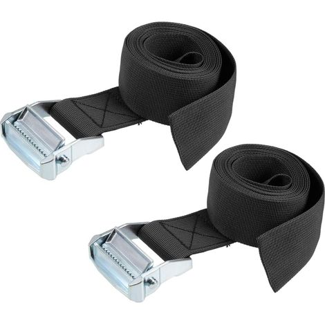 Sangle d'Arrimage Boucle à Came 2,5m x 50mm 500kg Chargement Capuchon en Polypropylène pour Transport Marchandises Noir 2Pcs (1/5)