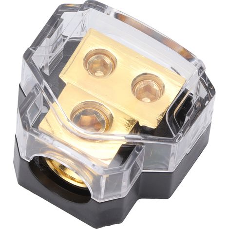 Distributeur de puissance 1 entrée 2 sorties, 2x4GA vers 2x4GA, porte-fusible amplificateur, bloc de connexion en cuivre pur, modification auto (1/5)