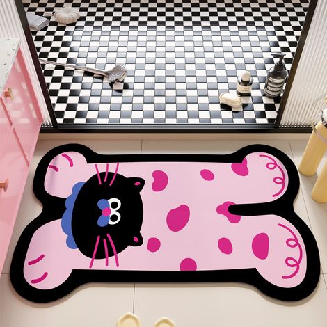 Paillasson de salle de bain, tapis de sol absorbant antidérapant à motif animal de dessin animé, tapis de toilette dopaminergique, 40 × 60 cm (1/5)