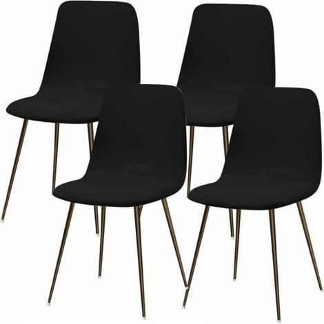 Housse de chaise extensible lot de 4 – Tissu lavable noir – Protection contre taches et usure – Décoration moderne pour salle à manger (1/4)