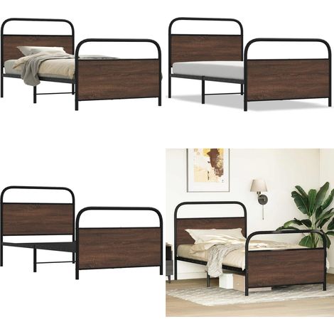 vidaXL Bettgestell ohne Matratze 90x190 cm Braun Eichen-Optik