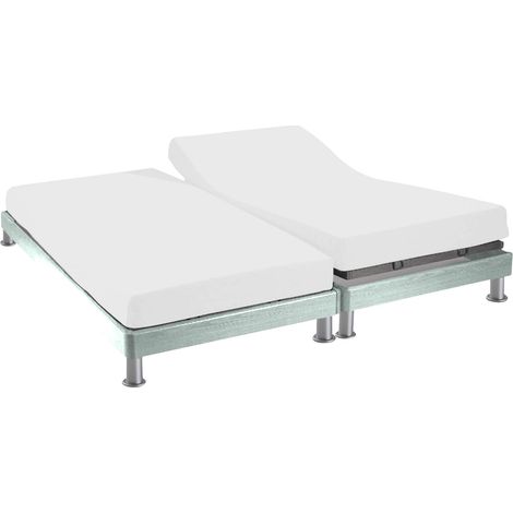 Protège matelas molleton 100% coton bio - bonnet 30 cm TPR pour sommier articulé 2x70x200