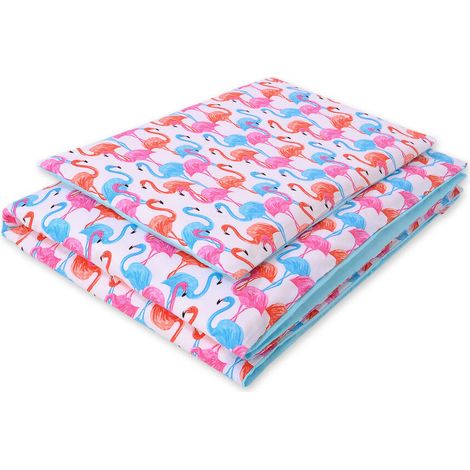 Juego de ropa de cama infantil de 2 piezas de algodón, 120x90 cm - flamencos coloridos (1/2)