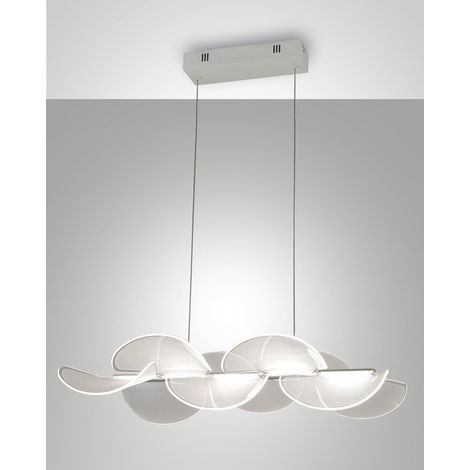 Sylvie Lampada a Sospensione LED 30W Bianco in Metallo e Metacrilato, Design Moderno, 4000 Lumen, Luce Calda 3000K, Dimmerabile a Taglio di Fase