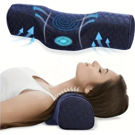 Oreiller cervical, oreiller en mousse à mémoire de forme pour les torticolis, oreiller de soutien pour la nuque pour les personnes dormant sur le côté et sur le dos-AquaForge (1/5)