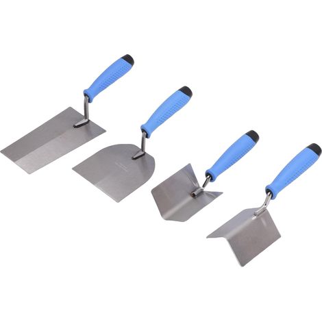 Ensemble de 5 truelles à plâtre avec truelles d'angle, truelles à briques et sac de rangement, pour le plâtrage, la pose de carrelage et les finitions murales. (1/5)