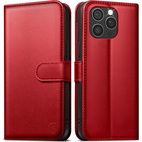 Handyhülle iPhone16ProMax Klapphülle Leder 6 Für iPhone 16 Pro Max Rot (1/5)