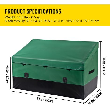 Mophorn 150 Gallonen Outdoor-Aufbewahrungsbox, wasserdichte PE-Plane-Deckbox mit verzinktem Rahmen, Allwetterschutz, tragbar für Camping, Garten, Poolrand, Hof, Braun & Blau