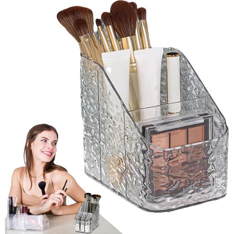Organisateur de pinceaux maquillage pot en acrylique transparent , porte-outils cosmétiques , rangem