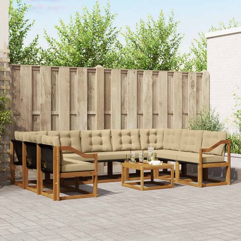 Outdoor-Sofagarnitur 10 pcs Natur und Beige Massivholz Akazie (1/5)