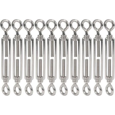 Lot de 10 vis à œillet ouvertes M6 en acier inoxydable pour tendeur de câble métallique ou de câble, matériel de fixation pour tendeur de câble (1/5)