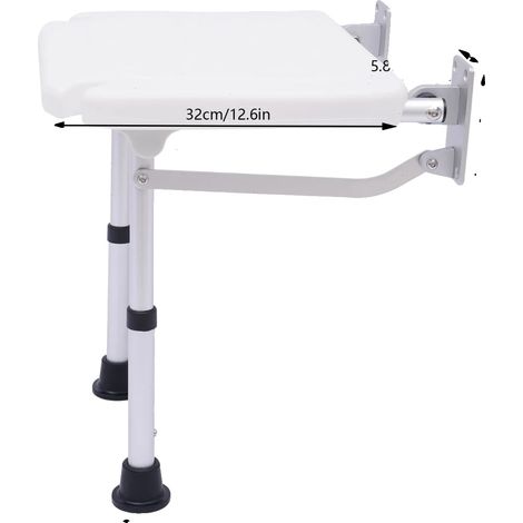 Silla de ducha plegable, altura regulable, color blanco. (1/2)