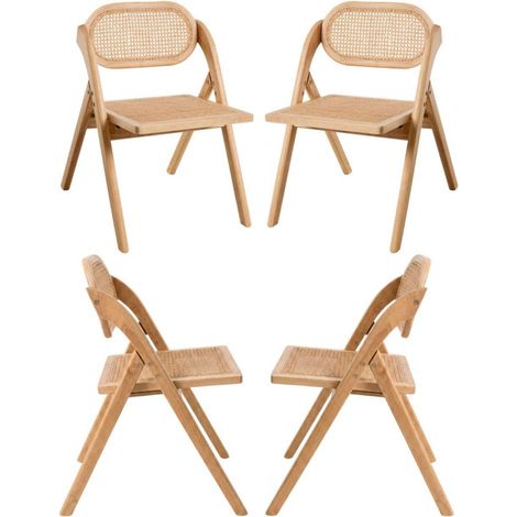 Sillas Plegables - Pack 4 Sillas Plegables Soli Madera Natural