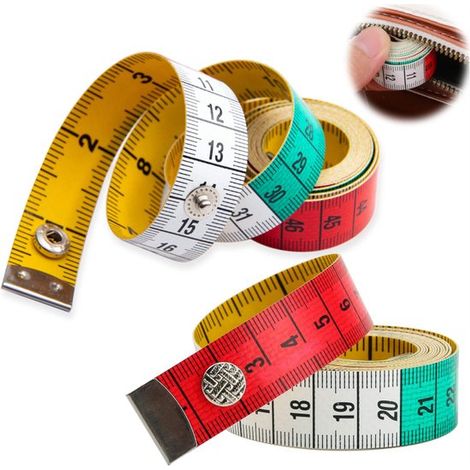 Metro a nastro monopezzo con bottoni a pressione, ideale per la perdita di peso, la misurazione del corpo, il cucito e il taglio, con doppia scala e righello morbido, 150 cm (60 pollici) (1/5)