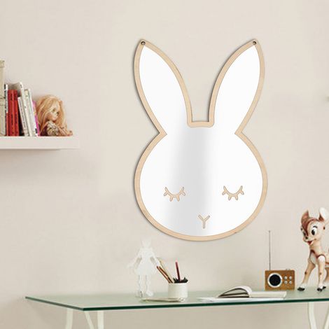 Décor mural miroir acrylique scandinave autocollant lapin pour chambre enfant, art mural maison, sticker déco salon chambre bébé (1/5)
