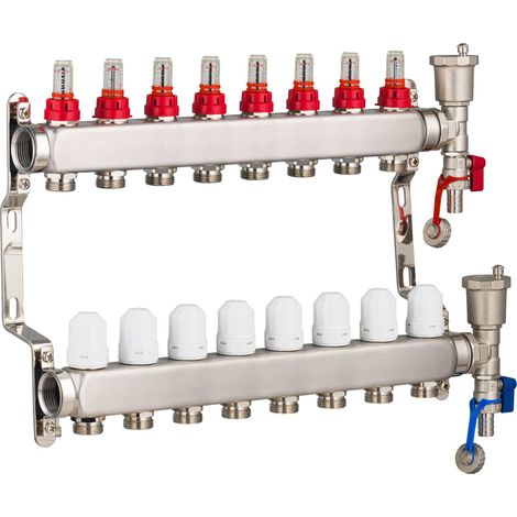 Collecteurs en inox pour Plancher Chauffant NOYON & THIEBAULT 8 circuits