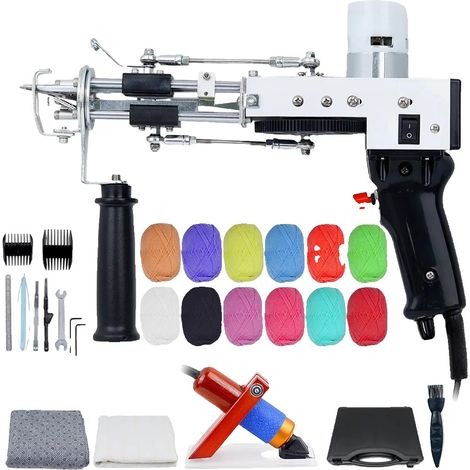 Pistolet à tufting, Hauteur de tapis réglable 9-21mm, Vitesse élevée 5-40 points/sec (1/2)