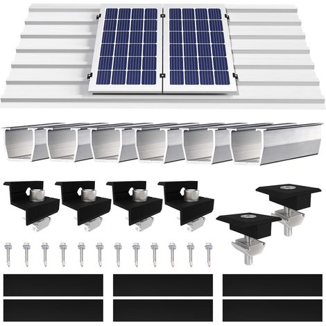 Support de module solaire, fixation de panneau solaire, support de module solaire, toit plat, fixation photovoltaïque sur bitume, kit de montage pour 2 modules PV