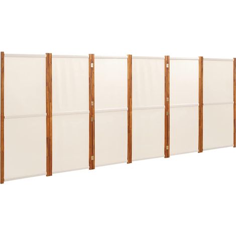 Paravent Cloison de séparation 6 panneaux, Pour Jardin, Balcon, Terrasse Blanc crème 420x180 cm OIB5365E (1/5)
