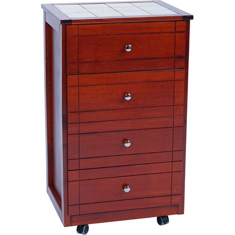 Carrello Cassettiera Giada con piano mattonelle in ceramica CILIEGIO (1/6)