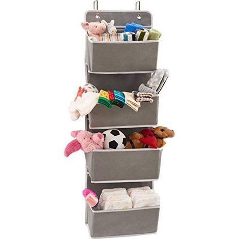Étagère suspendue 4 compartiments, rangement mural ou porte, organiseur textile, fixation sans perçage, pour chambre, bureau, décoration intérieure (1/5)