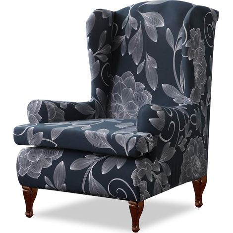 Housse de Fauteuils d'oreille Elastique Housse de Canapé 1 Place Fauteuil Chaise Lavable Imprimée Revêtement Protecteur de Meubles (1/5)