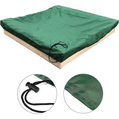 Bâche de protection imperméable carrée pour bac à sable, protection solaire contre la poussière et la pluie, cordon de serrage 120 x 120 cm (1/5)