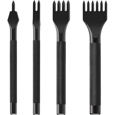 Leatherworking Tool 1/2/4/6 Teeth DIY Lacing Sewing Punching Hole Kits Leather Craft (3 mm) Black Carbon Steel (1/5)