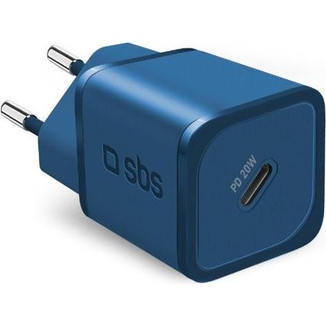 SBS TETRGAN1C20B Ladegerät für Mobilgeräte Kopfhörer, Tragbarer Lautsprecher, Smartphone, Smartwatch, Tablette Blau AC Schnellladung Drinnen