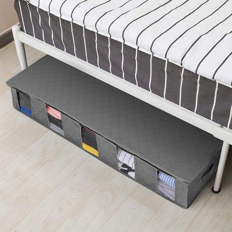 Foldable Under Bed Storage Organizer Clothes Quilt Drawer Storage Box, Grey (1/5)