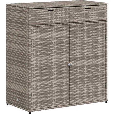 vidaXL Gartenlagerungsschrank grau 105x55x113cm aus geflochtener Kunststoffrattan