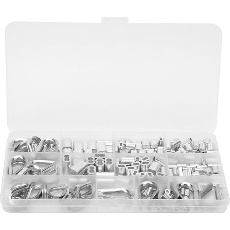 Kit d'accessoires pour câbles en acier inoxydable avec manchons de sertissage et cosse assortis (1/5)