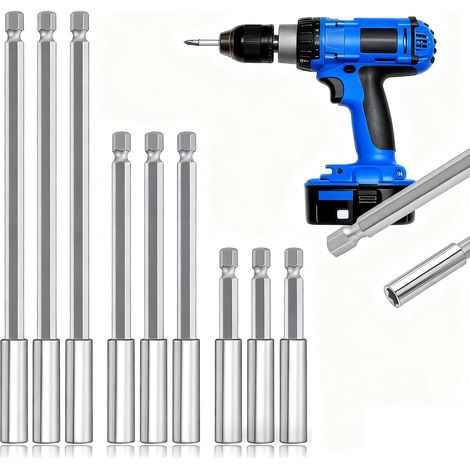 9 Pcs Magnetic Drill Extension Kit - 6cm, 10cm, 15cm  Extension for Cordless Drill, Impact Driver, Pneumatic Tools (1/5)