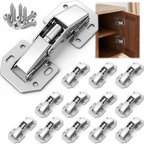 Lot de 12 charnières à visser avec ressort - Angle d'ouverture de 90 ° - Pour placard, porte, porte d'angle et porte intérieure (1/5)