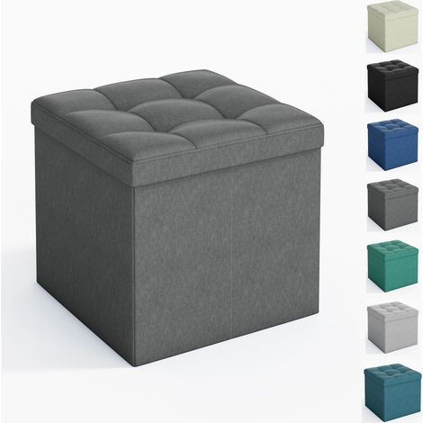 Foldable Storage Ottoman, Storage Bench with Lid, for Bedroom & Living Room, 38 x 38 x 80 cm DARK GREY