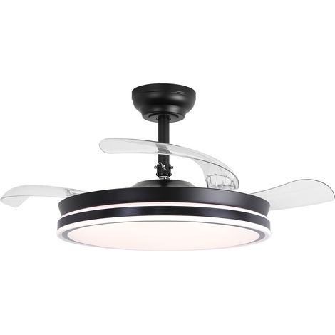 Parrot Uncle Deckenventilator mit LED und ausfahrbaren Flügeln, 106 cm, 36 W DC-Motor, 6 Geschwindigkeiten, Sommer-/Winterfunktion, mit Fernbedienung, rundes Design, schwarz