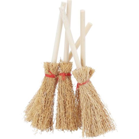 Mini balais en paille, balais de sorcière miniatures, ornements suspendus déco pour maison de poupée, fête d’Halloween. (1/5)