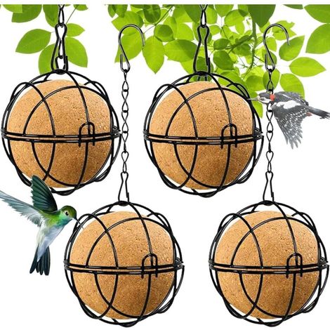 Metal Hanging Outdoor Bird Feeder with Fat Balls, Bird Feeder Dispenser, Hanging Outdoor Bird Feeder for Yard, Home and Garden (1/5)