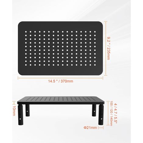 GB1051, Supporto per monitor da scrivania per PC, Supporto per monitor regolabile in altezza (3 tipi), Adatto per monitor PC, laptop, stampanti, Carico massimo 20 kg, Nero (1/4)