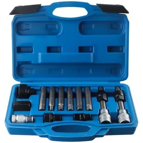 Kit d'outils de démontage poulie roue libre d'alternateur, kit professionnel réparation moteur automobile avec douilles M8/M10/T40/T50 et étui rangement - (1/4)