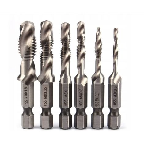 LOT DE 6 TARAUDS M3-M10 EN ACIER RAPIDE S533 SOURCING 11533